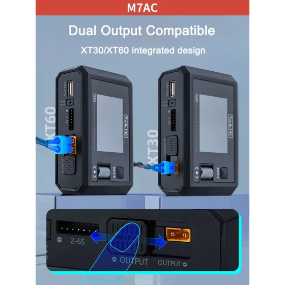 Hot ToolkitRC M7AC 100W AC / 300W Input XT60 XT30 Output 2-6S Lithium Battery Balance Charger for Model Aircraft Drone Charge